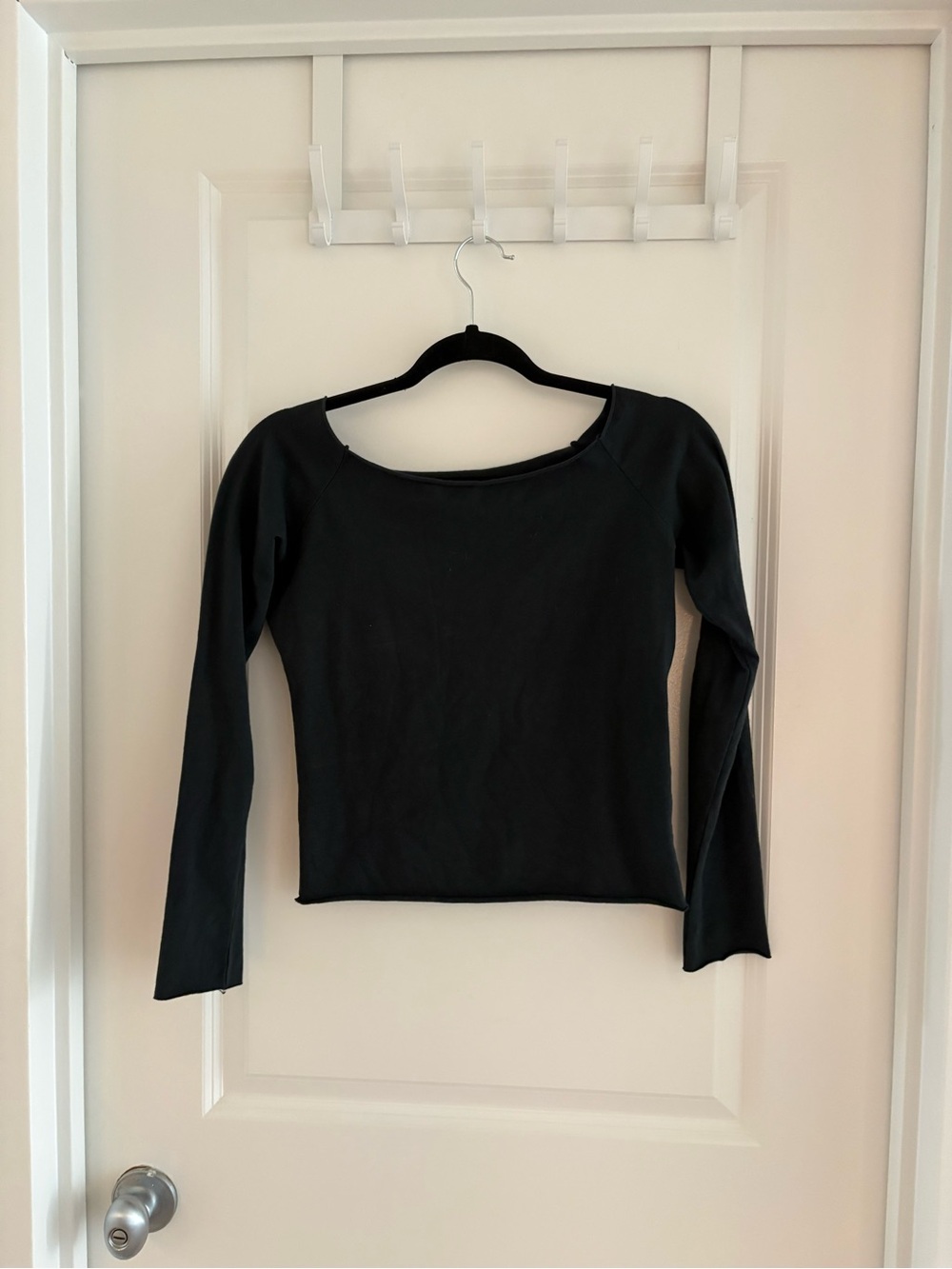 Brandy Melville Black Long-Sleeve Boatneck Top